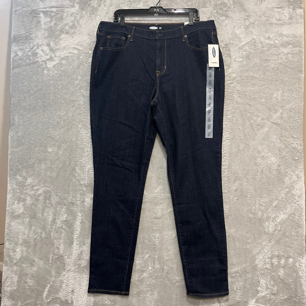 Old Navy Jeans Women 16 Tall Dark Blue Curvy Skinny High Rise Stretch Denim